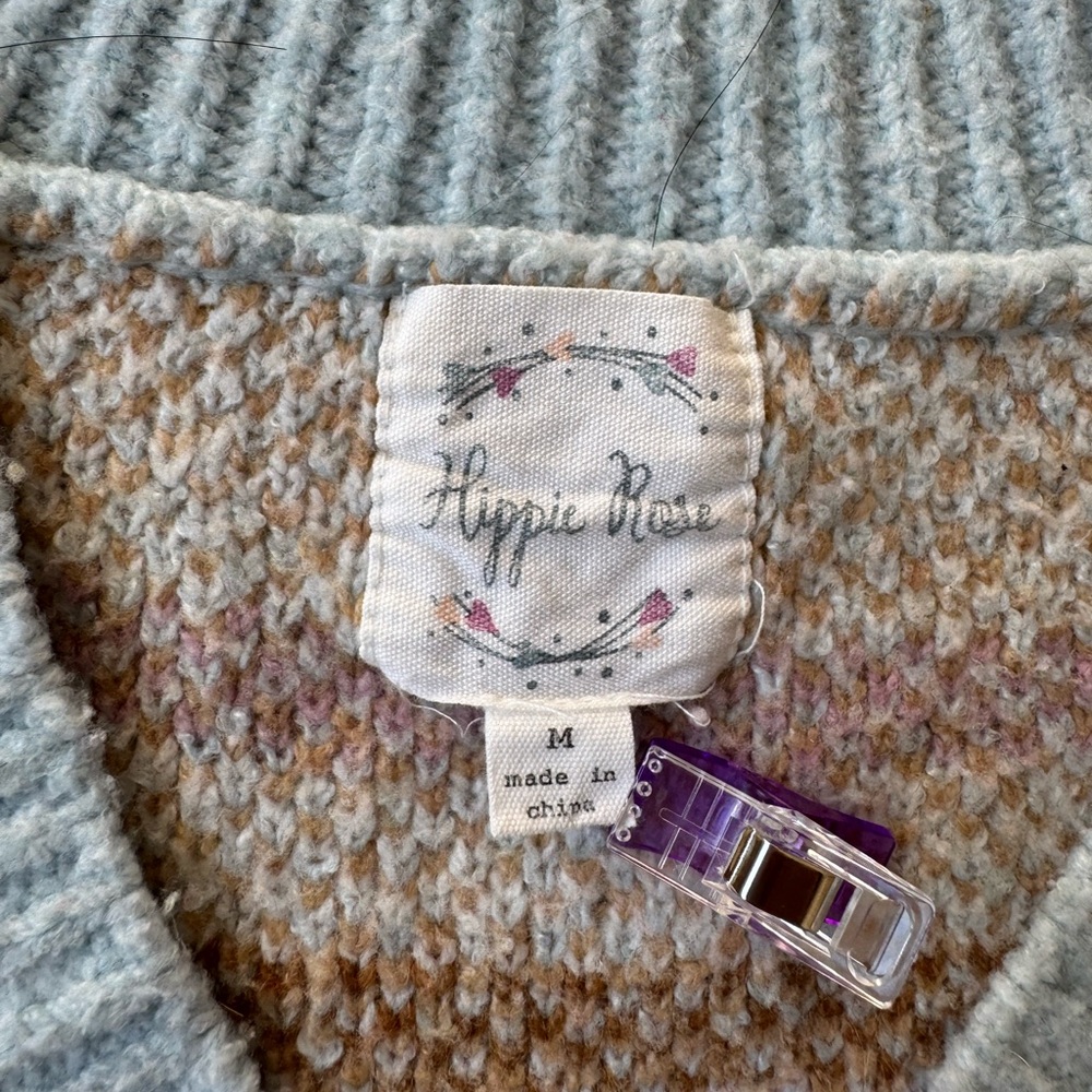 Hippie Rose Multicolor V-Neck Sweater - Picture 2 of 5